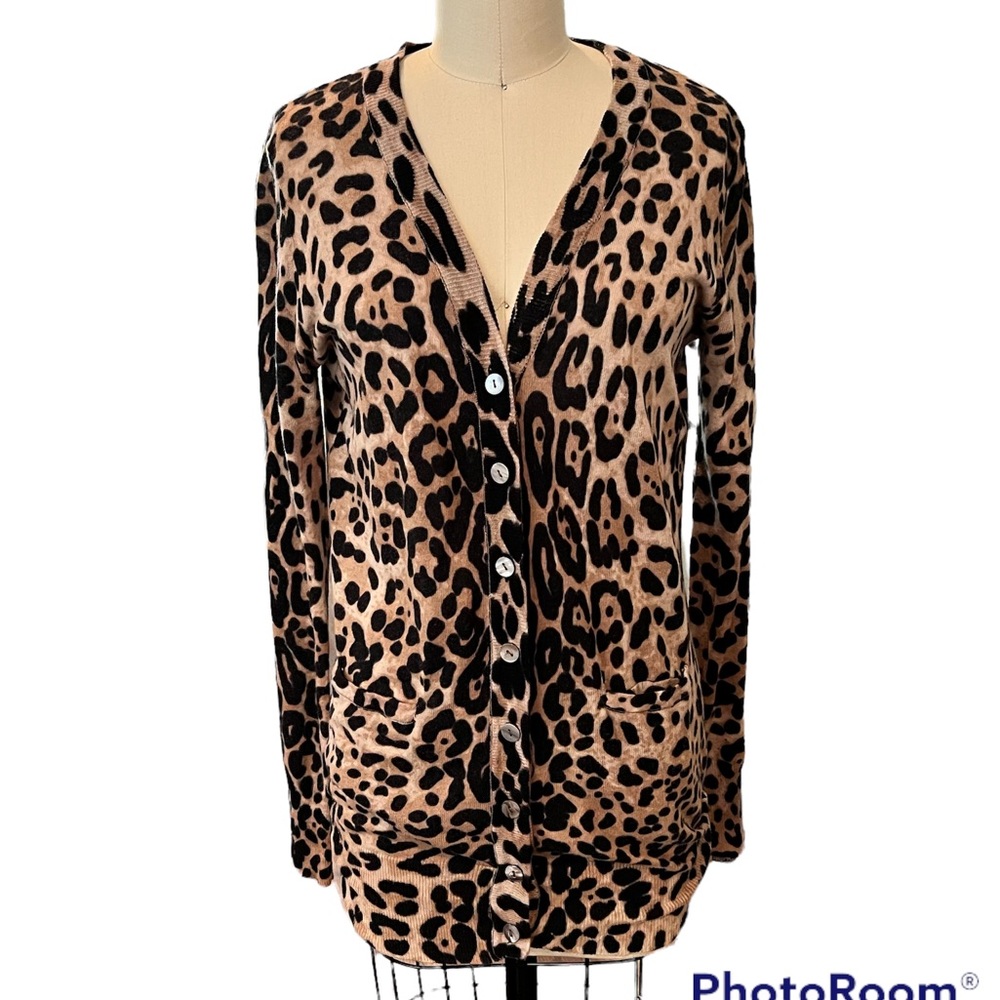 Ellison Leopard Print Cardigan in Tan and Black